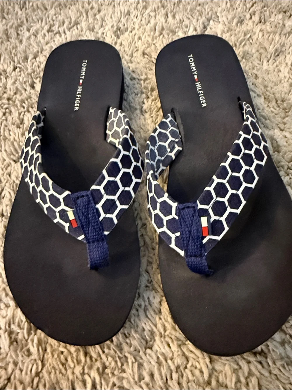 Tommy Hilfiger Navy Flip Flops beach girlhoodcore collegiate feminine preppy 7
